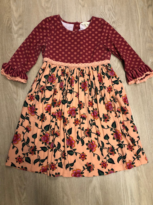 Matilda Jane Child Size 14 Maroon Floral Dress