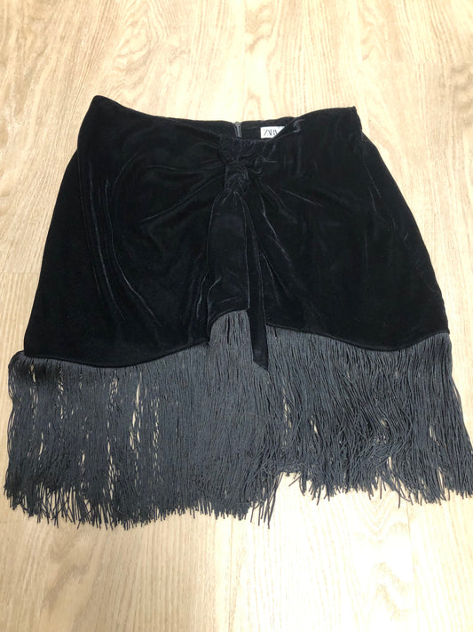 Zara Adult Large Black Velvet Skirt