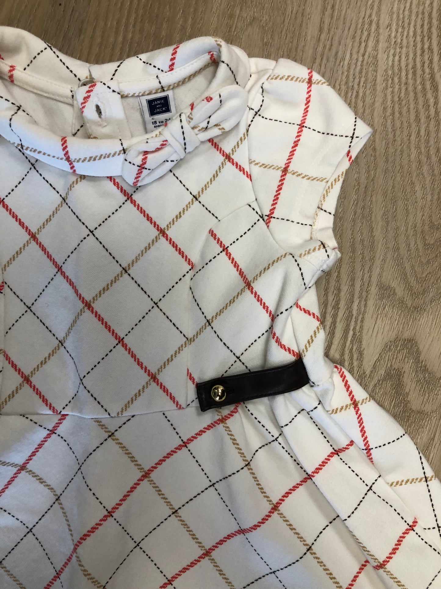 Janie and Jack Child Size 18 Months Cream Print Dress