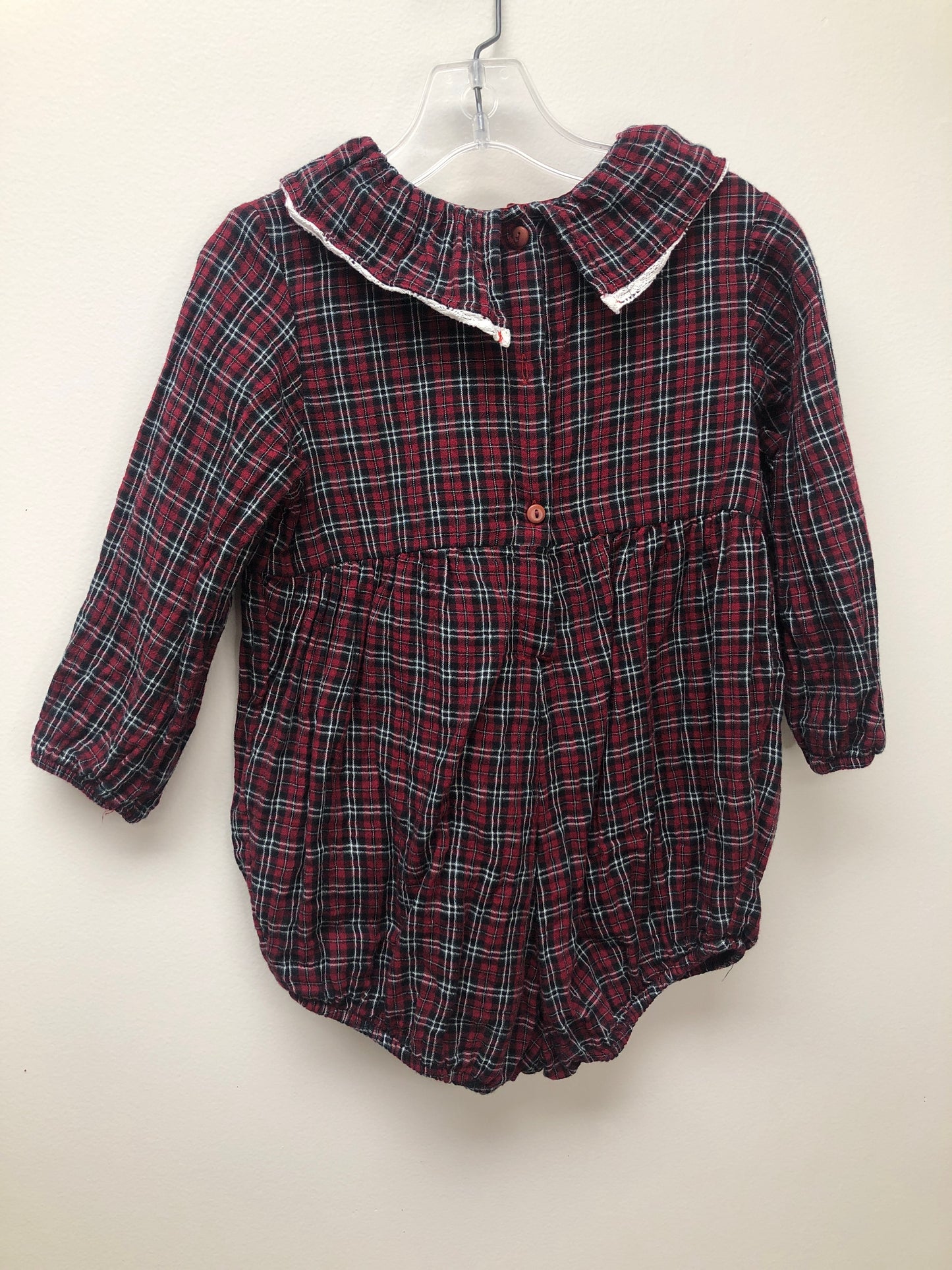 3T H & M red plaid Romper