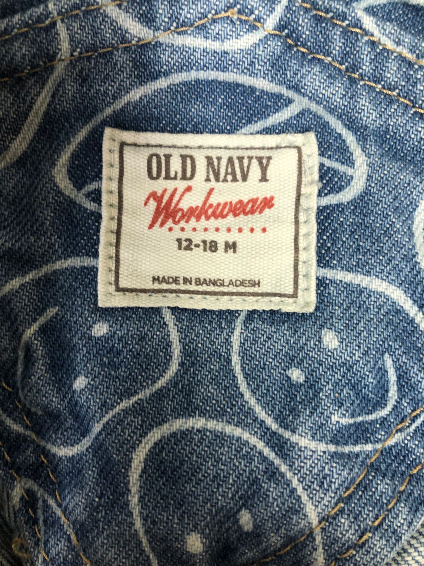 12-18m Old Navy NEW denim smiley Shortall