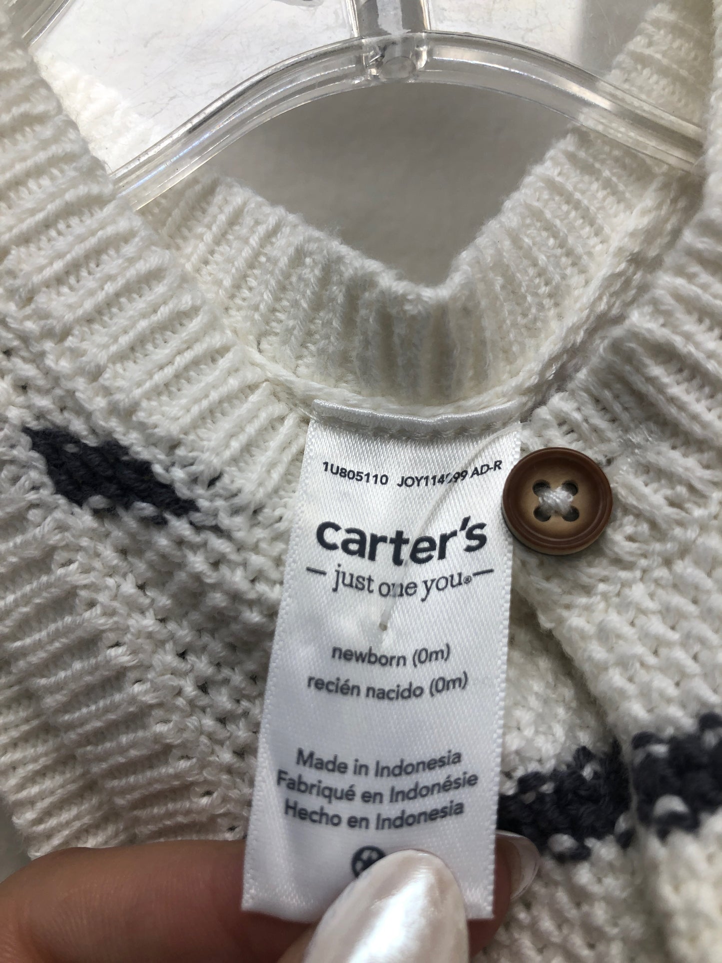 NB Carter's cream stripe Romper