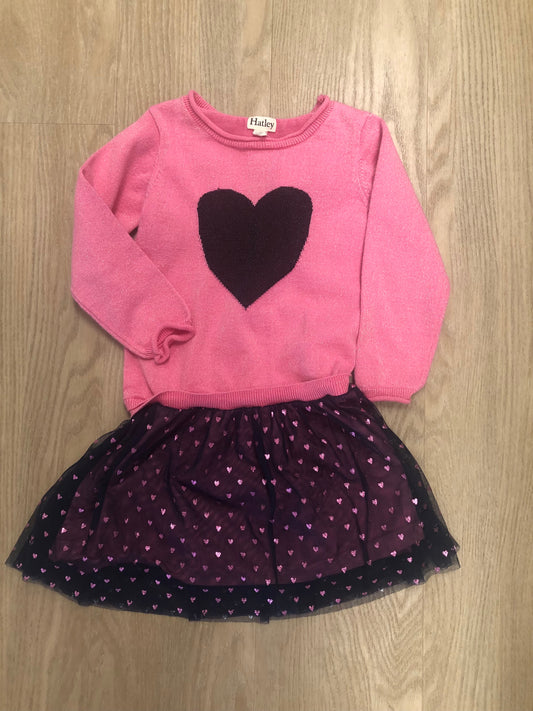 Hatley Child Size 6 pink heart Dress