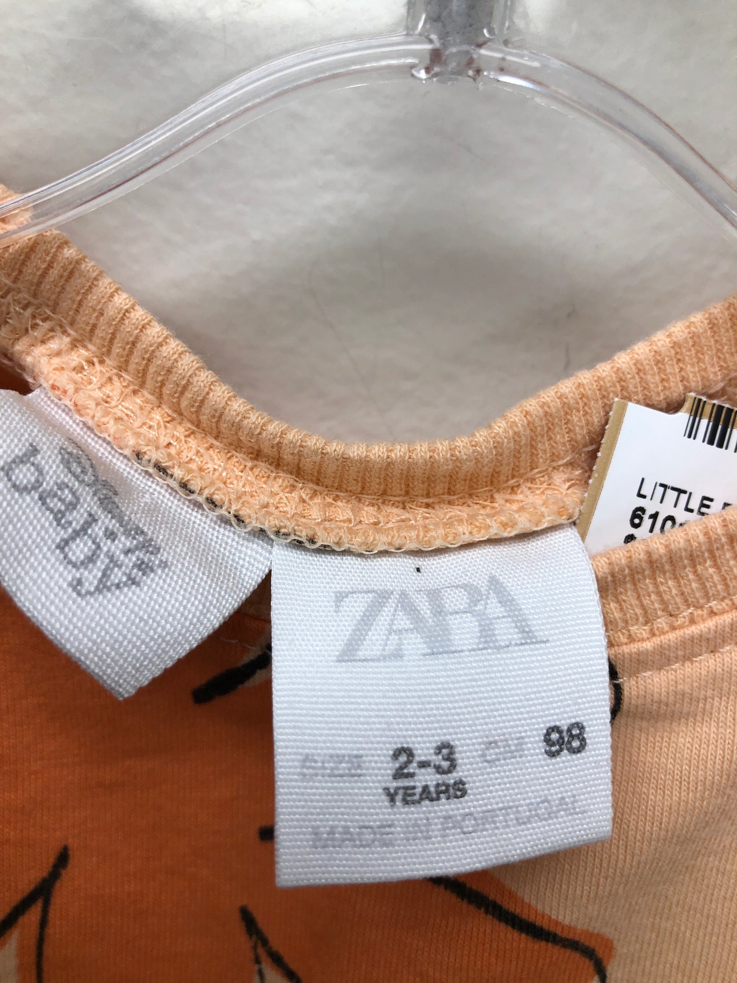 2T Zara Child orange Mickey Mouse Shirt