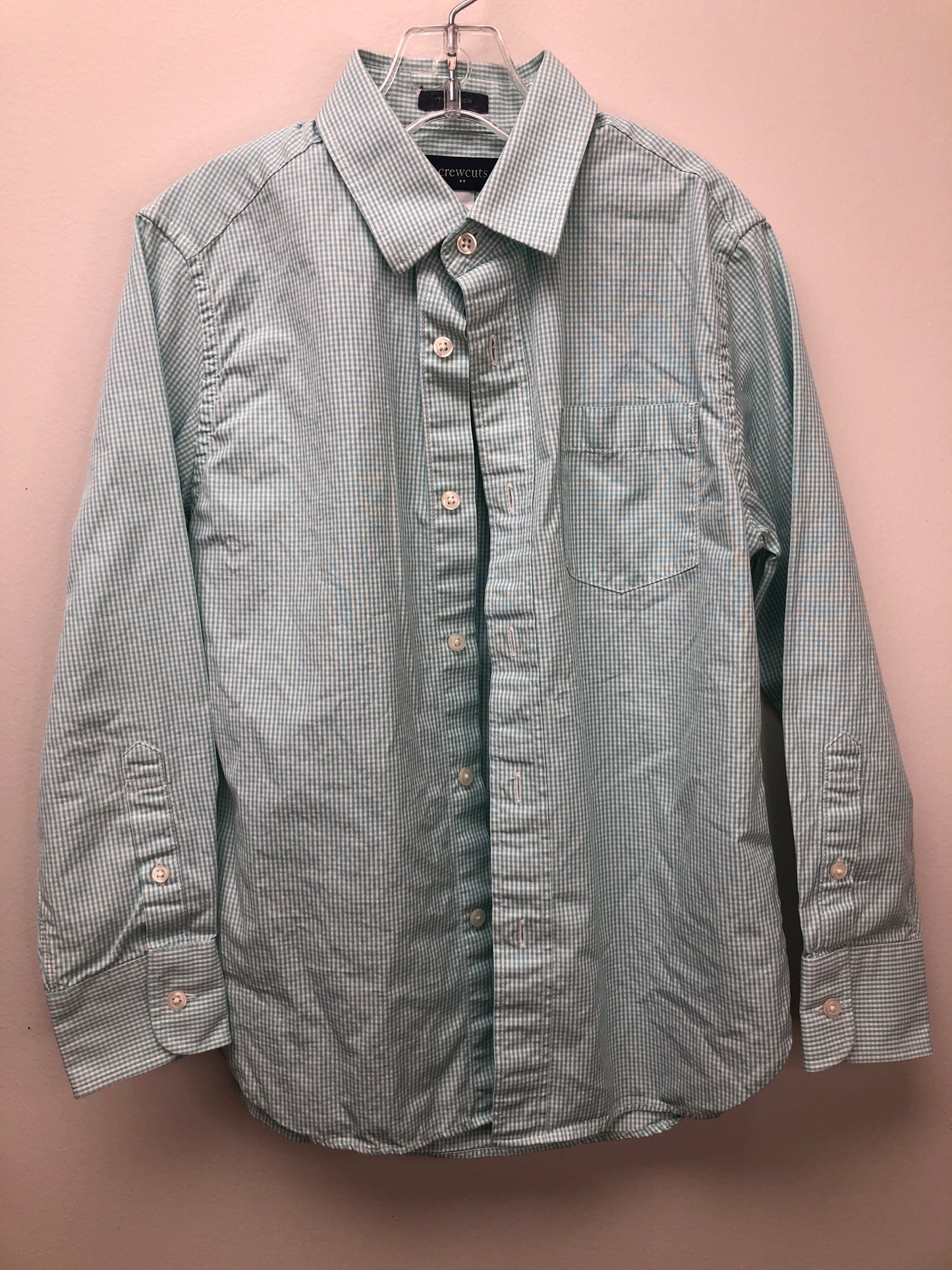 8 Crewcuts teal plaid Shirt