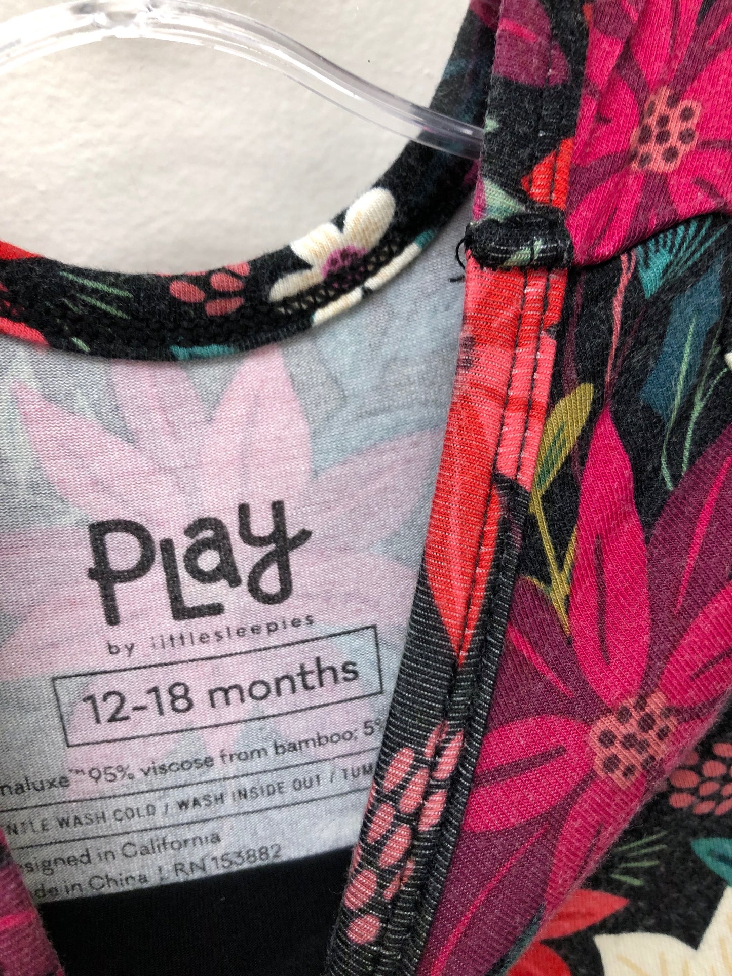 12-18m Little Sleepies black floral Dress (fading)