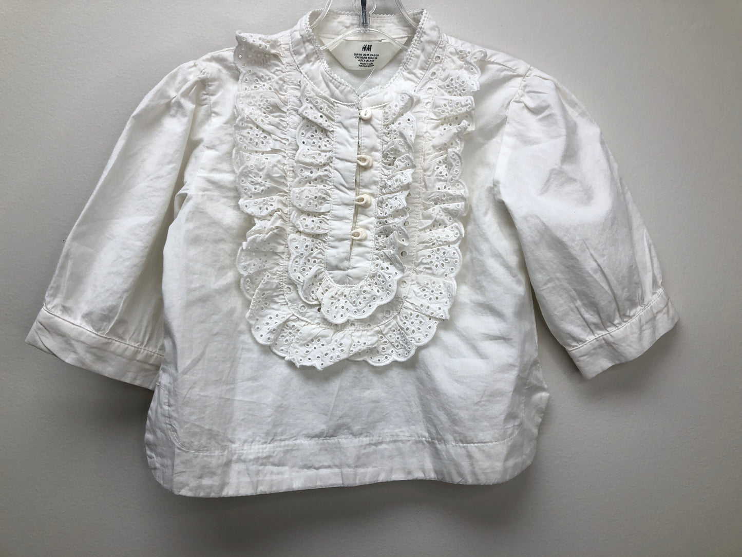 3 H & M white ruffle Shirt