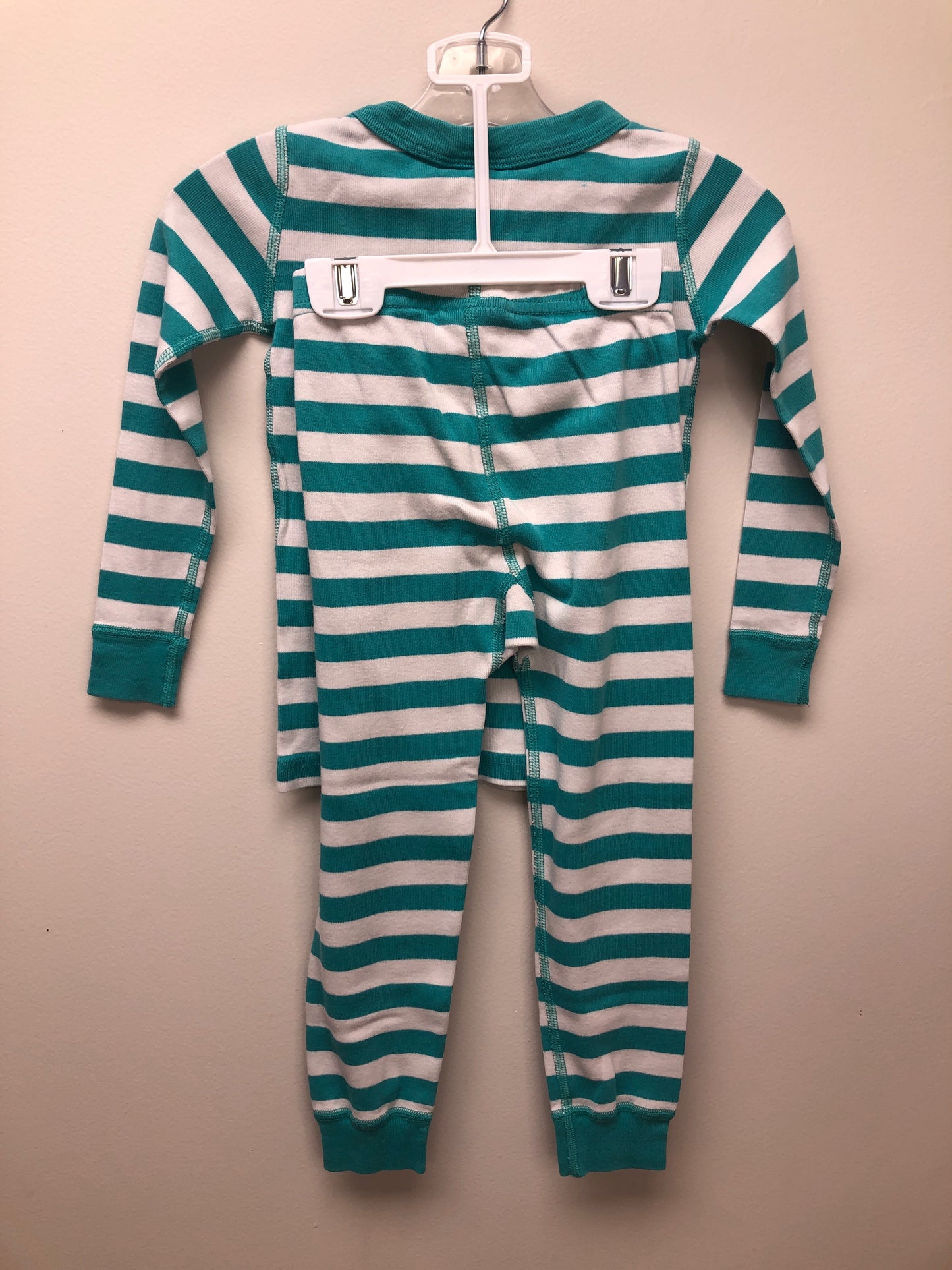 4 Hanna Andersson teal stripe Pajamas