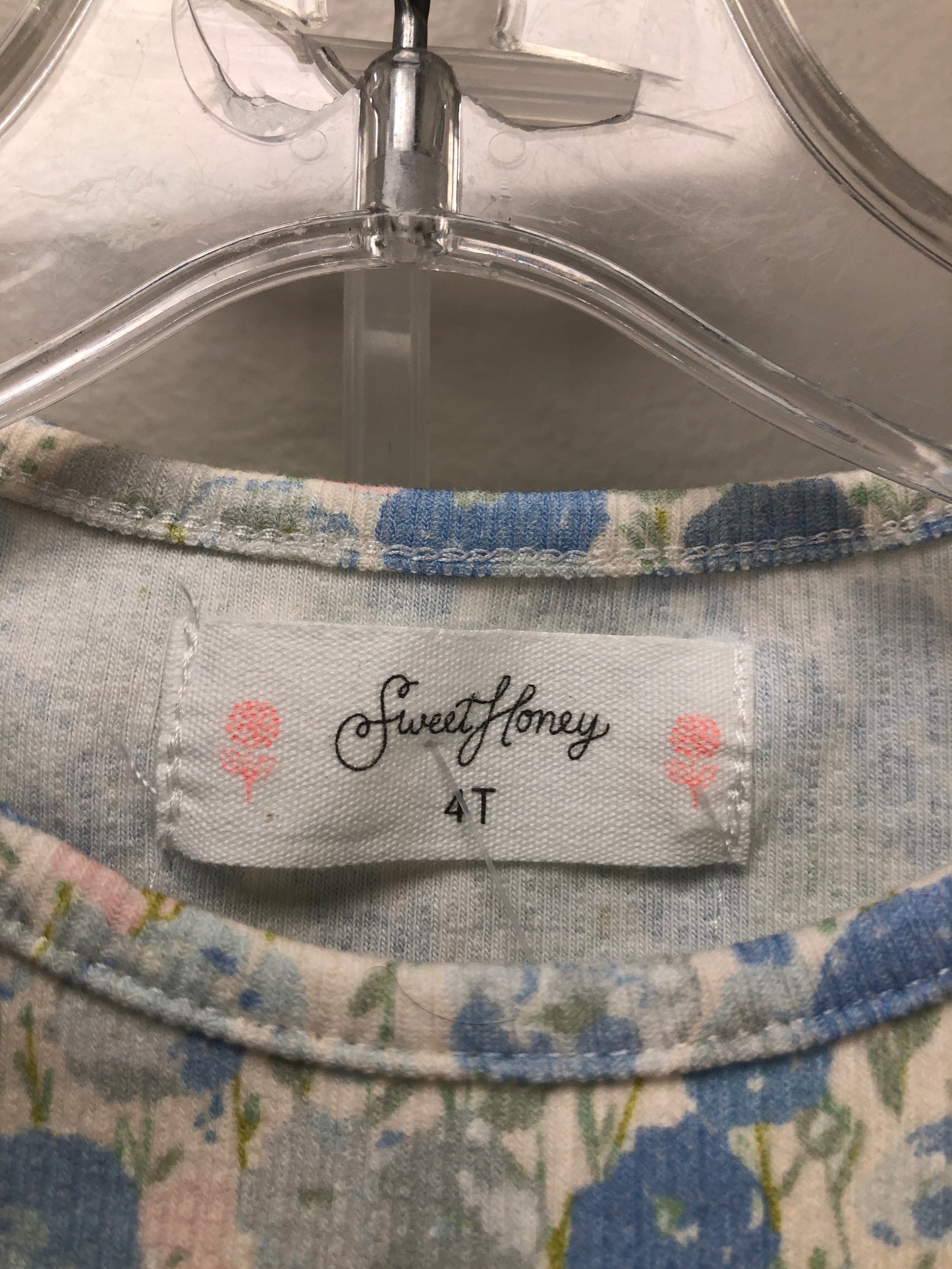 4T Sweet Honey Clothing Co. blue floral 2 PC Ensembles