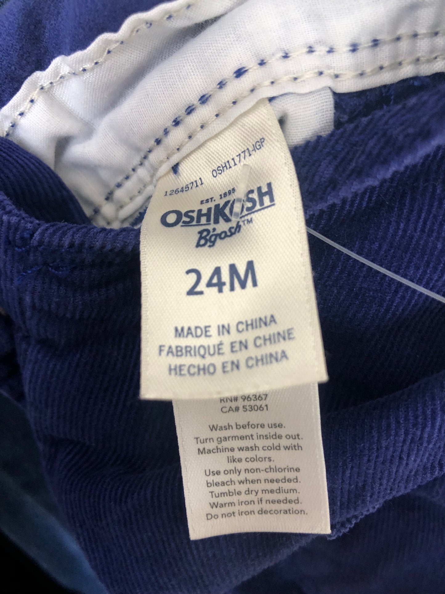 24 Months Osh Kosh B'Gosh navy corduroy Overalls