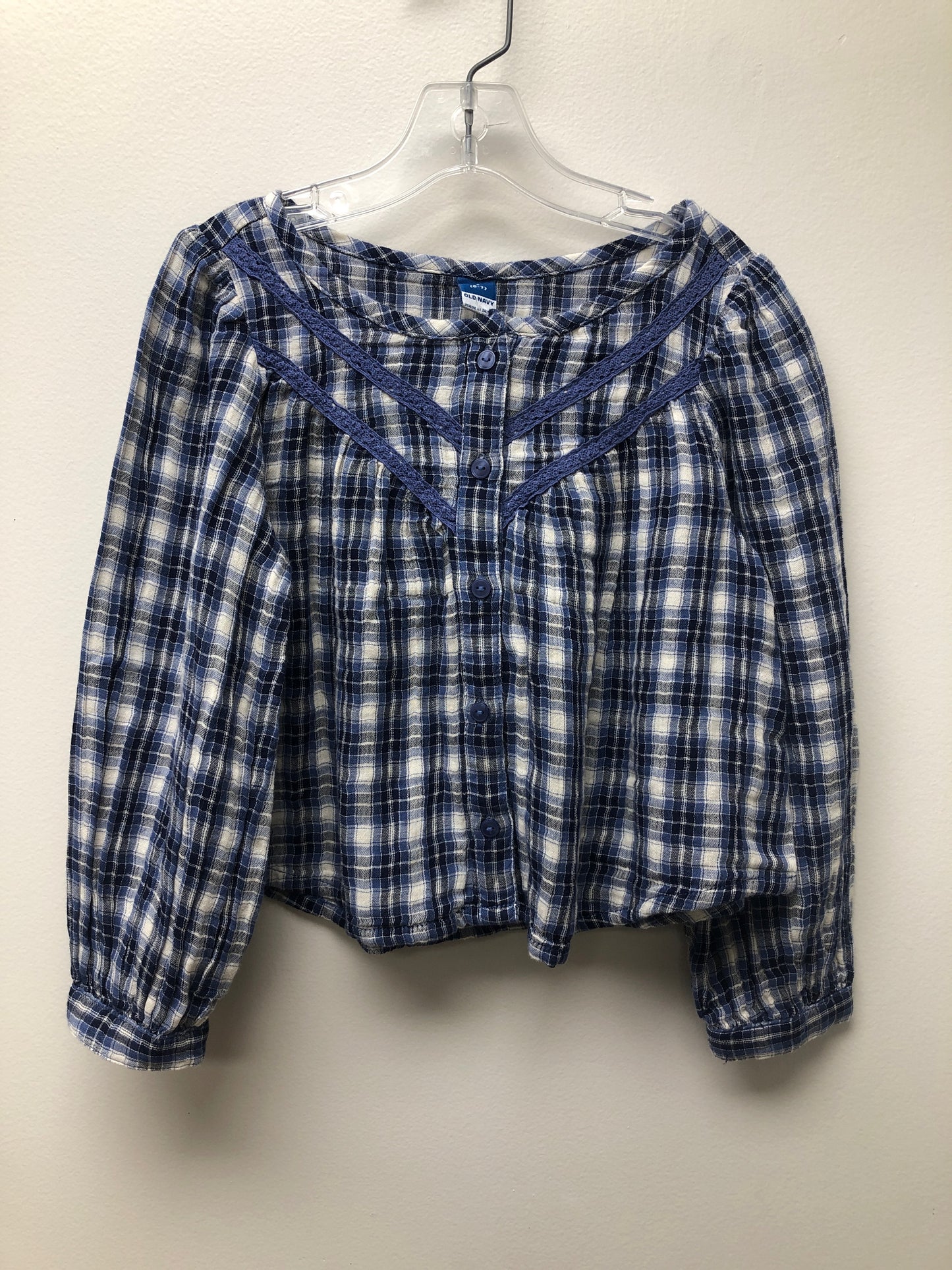 6 Old Navy blue plaid Shirt