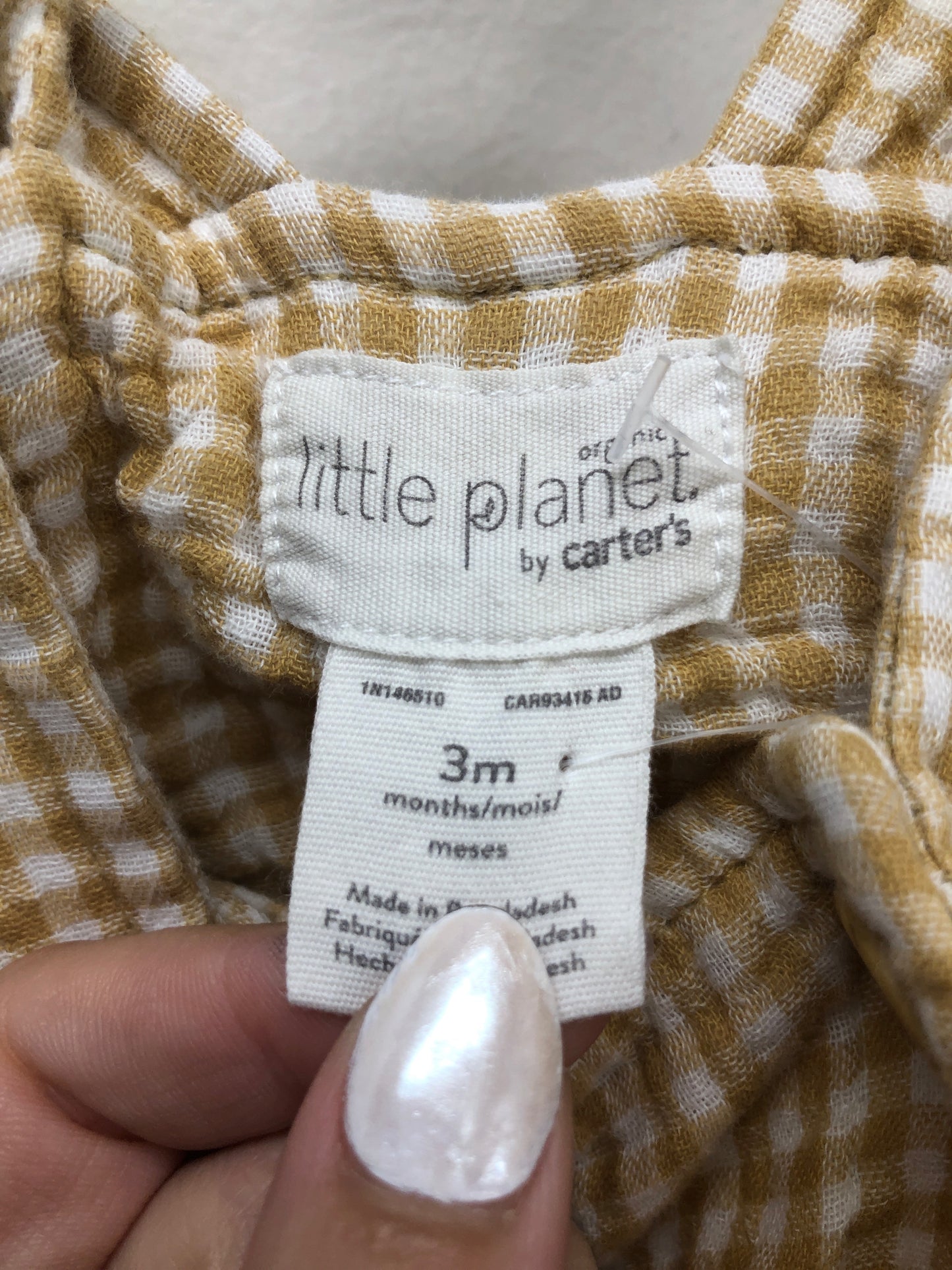 3M Little Planet yellow gingham Romper