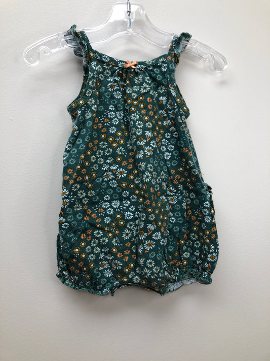 6m Carter's green floral Romper