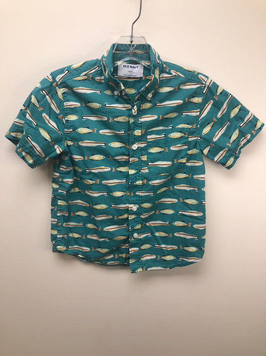 6-7 Old Navy green Fish Shirt