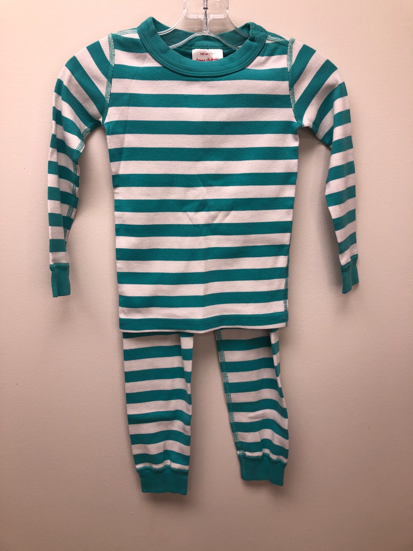 4 Hanna Andersson teal stripe Pajamas