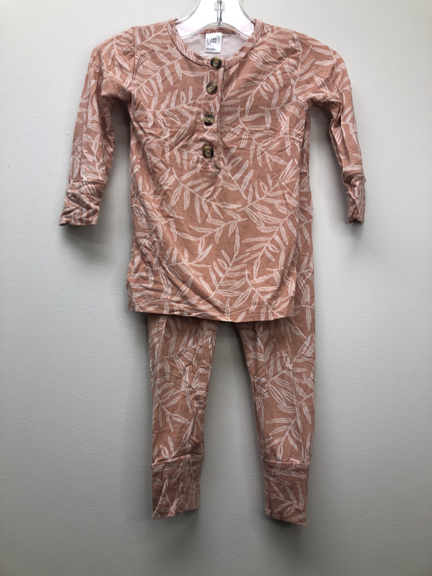 6-12 Months Lou Lou pink leaves 2 PC Ensembles