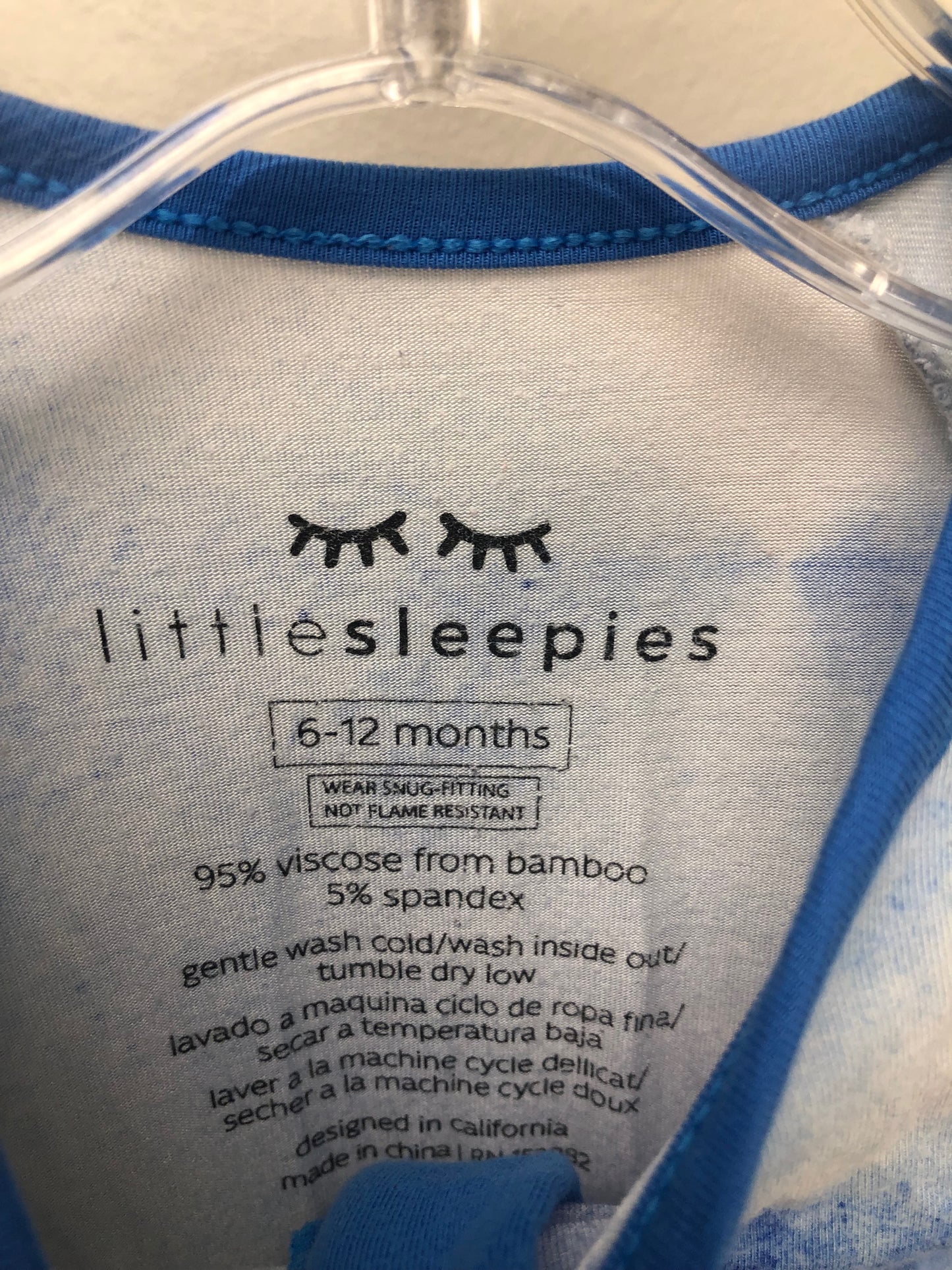 6-12m Little Sleepies blue tie dye Pajamas