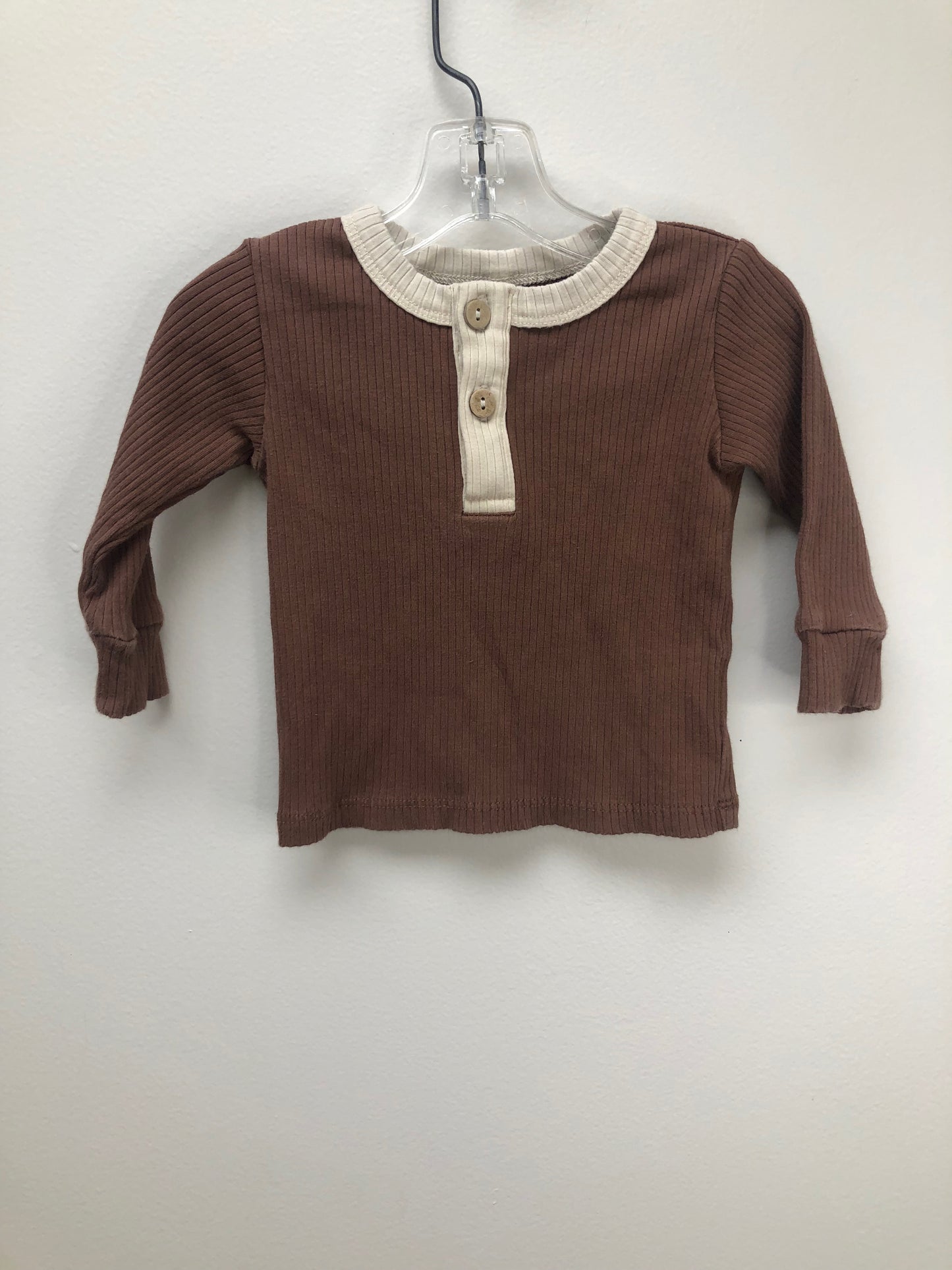 3-6m Quincy Mae brown henley Shirt