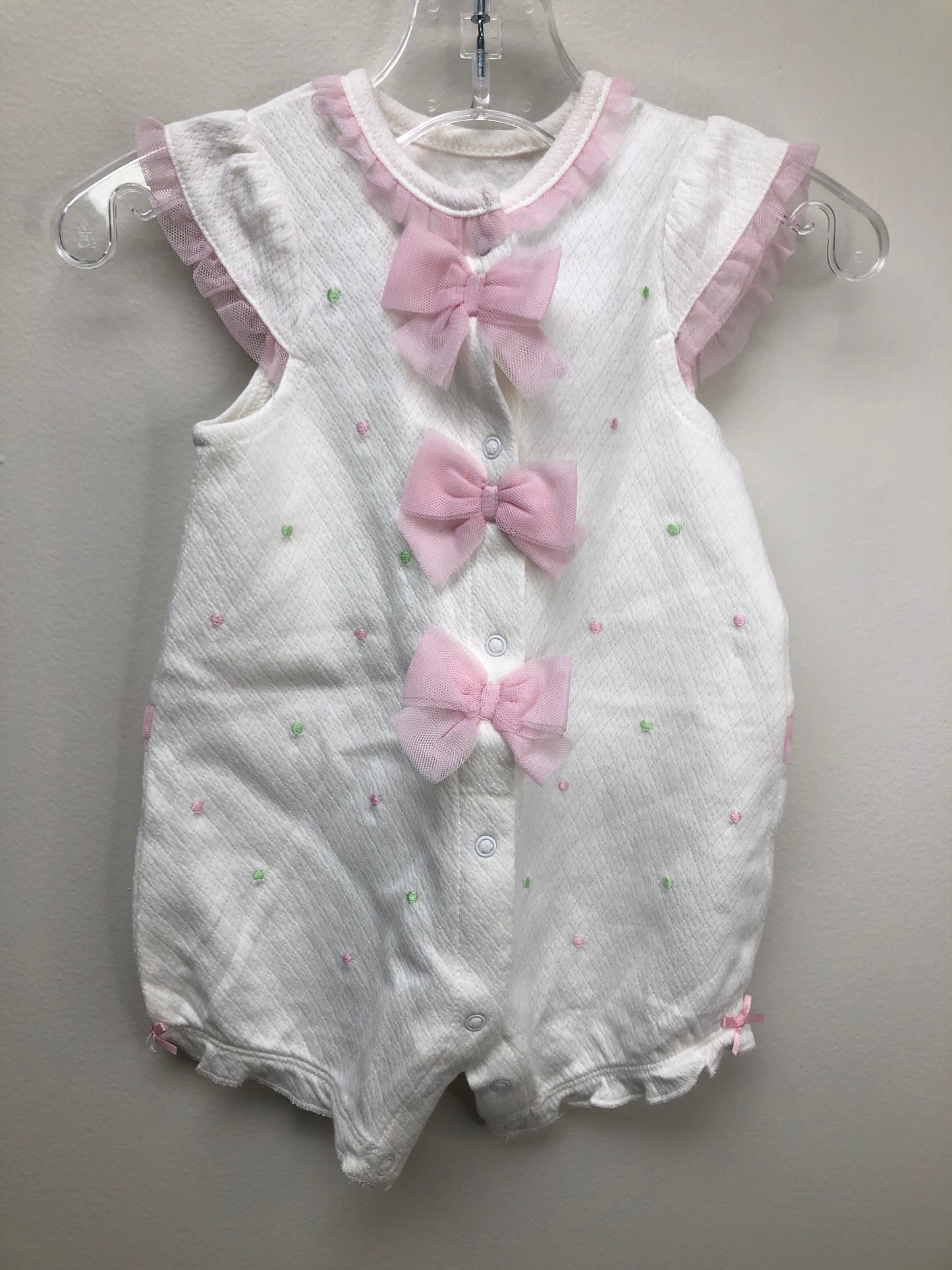 6m Little Me white bows Romper