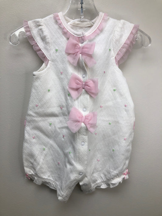 6m Little Me white bows Romper