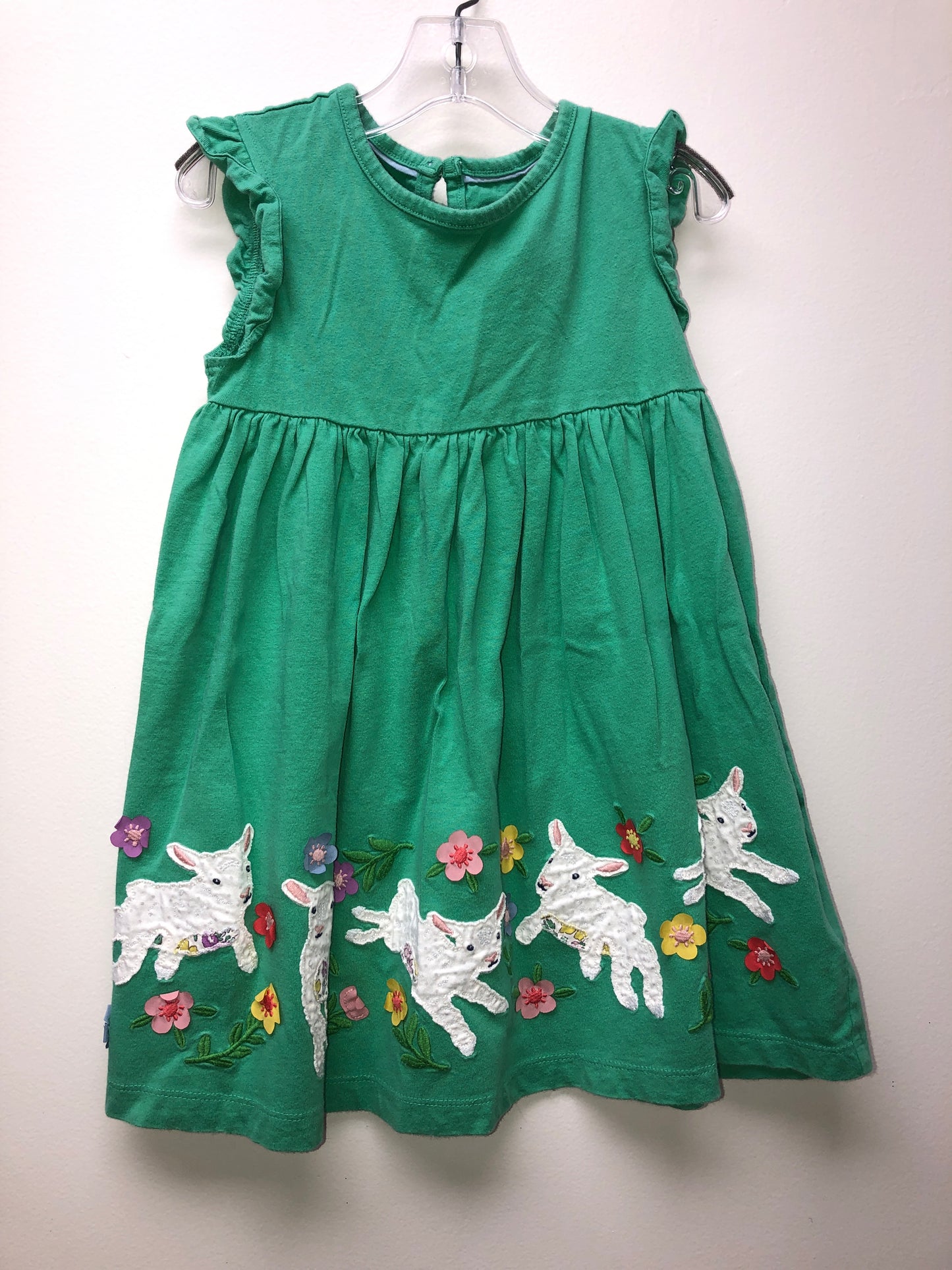 4 Mini Boden green lambs Dress
