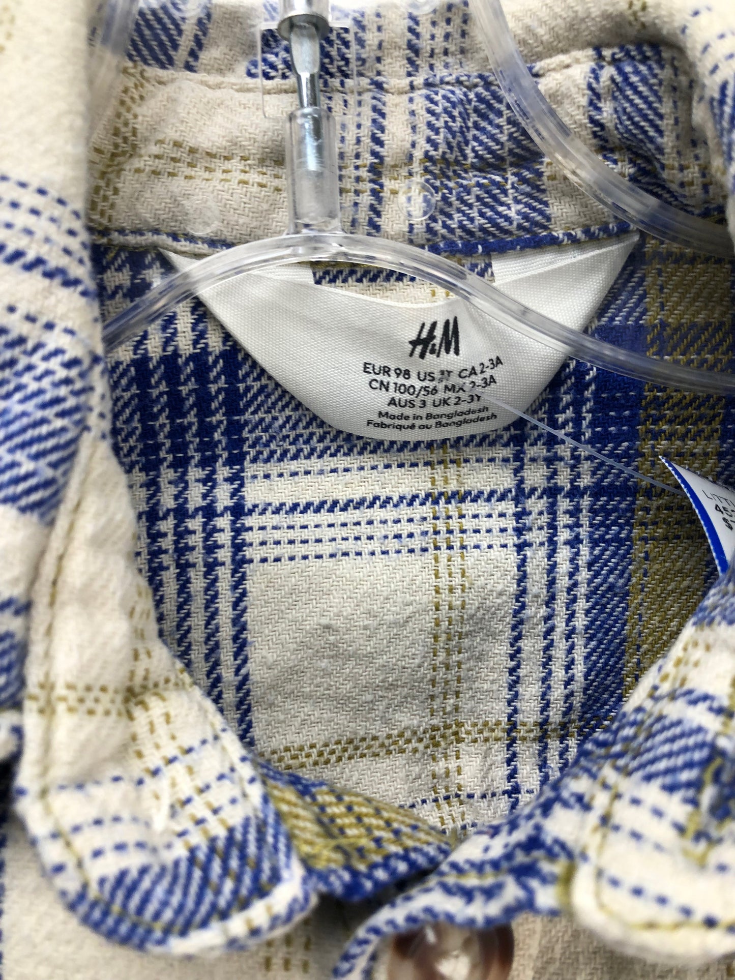 3T H & M blue plaid Shirt