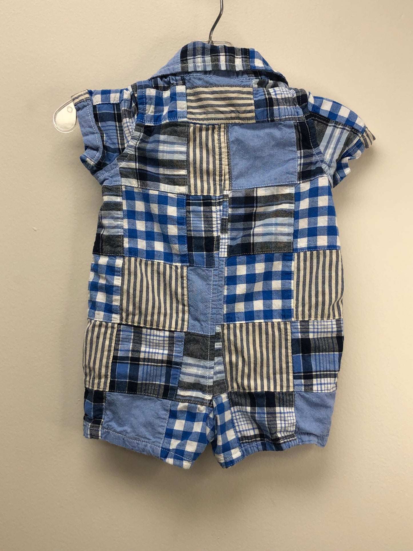 0-3M GAP blue patchwork Romper