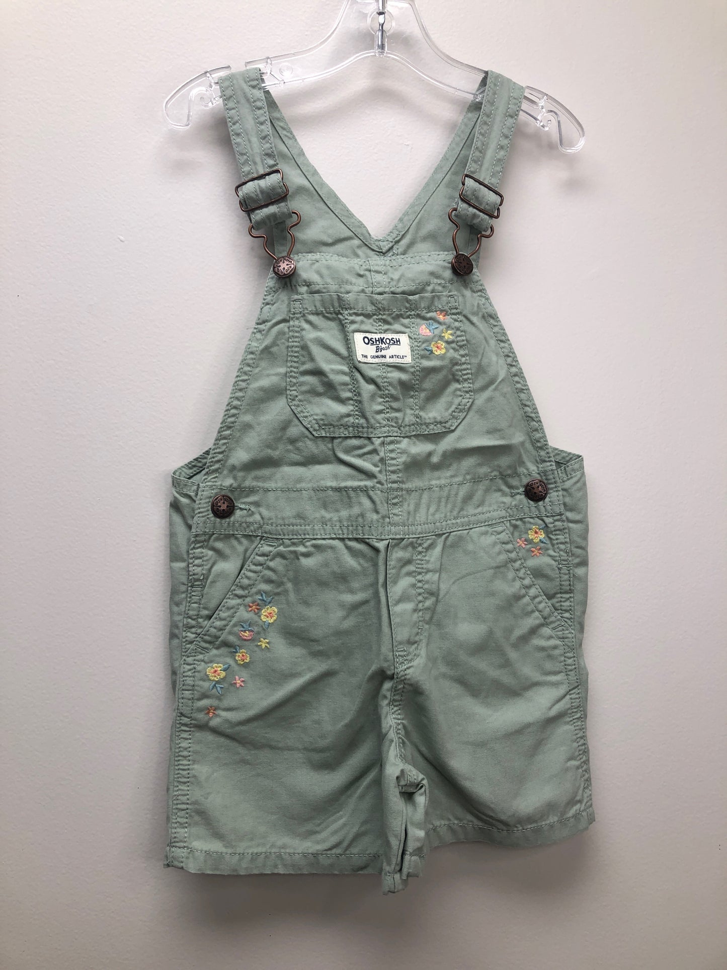 Size 4T Osh Kosh B'Gosh green embroidered Overalls