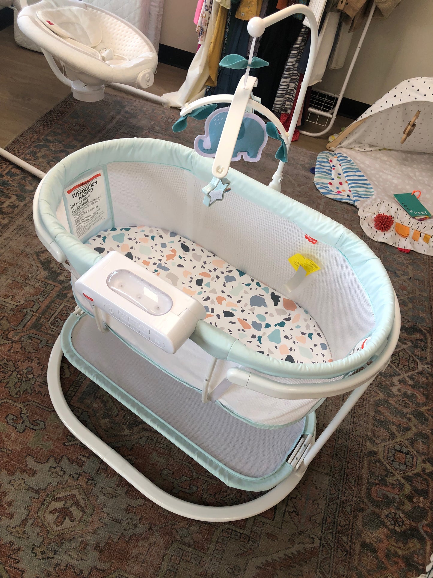 Fisher Price sea green Bassinet