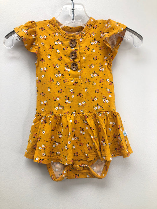 0-3 Months Posh Peanut orange floral Romper