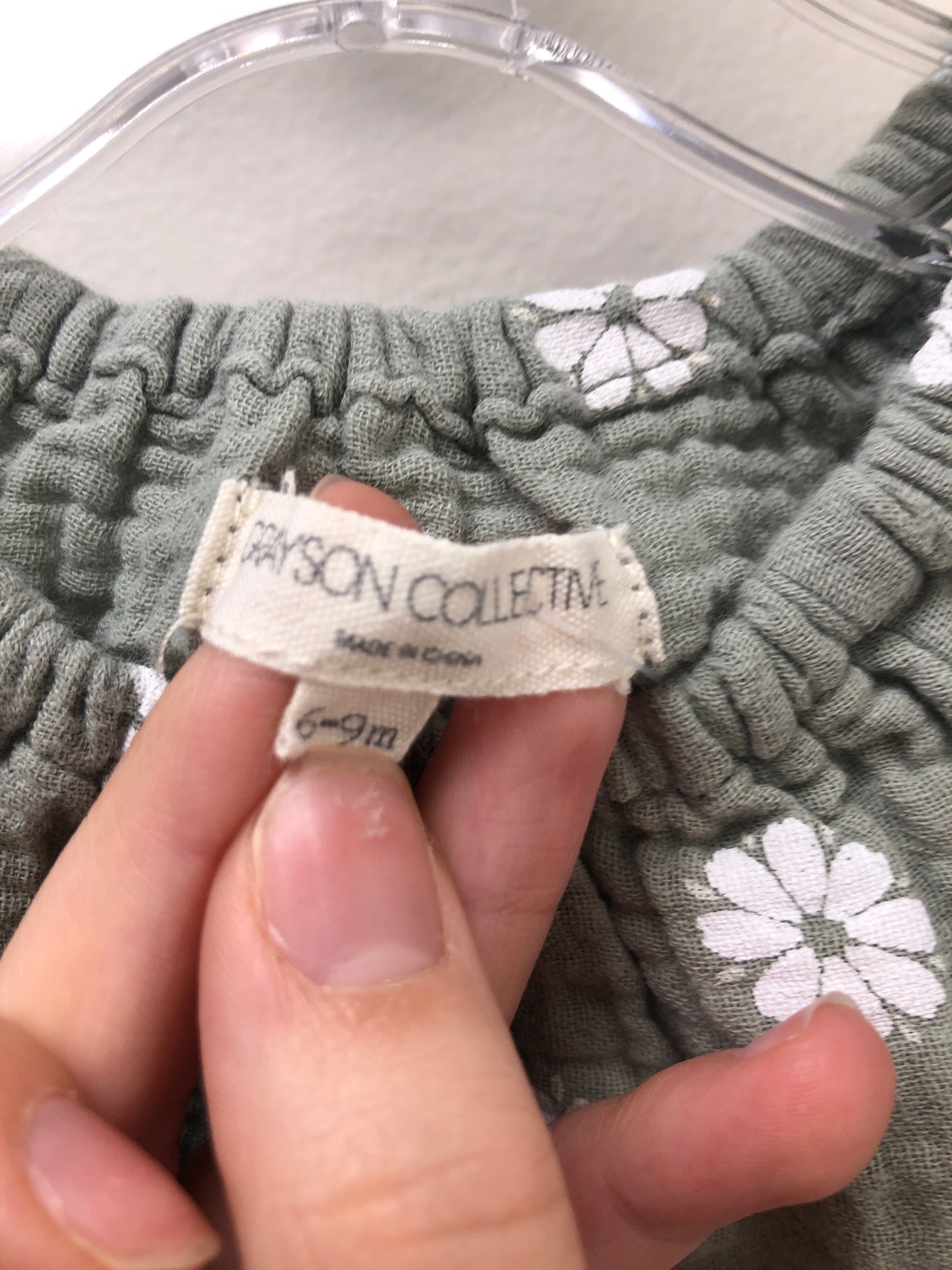 6-9 Months Grayson Mini green floral Romper