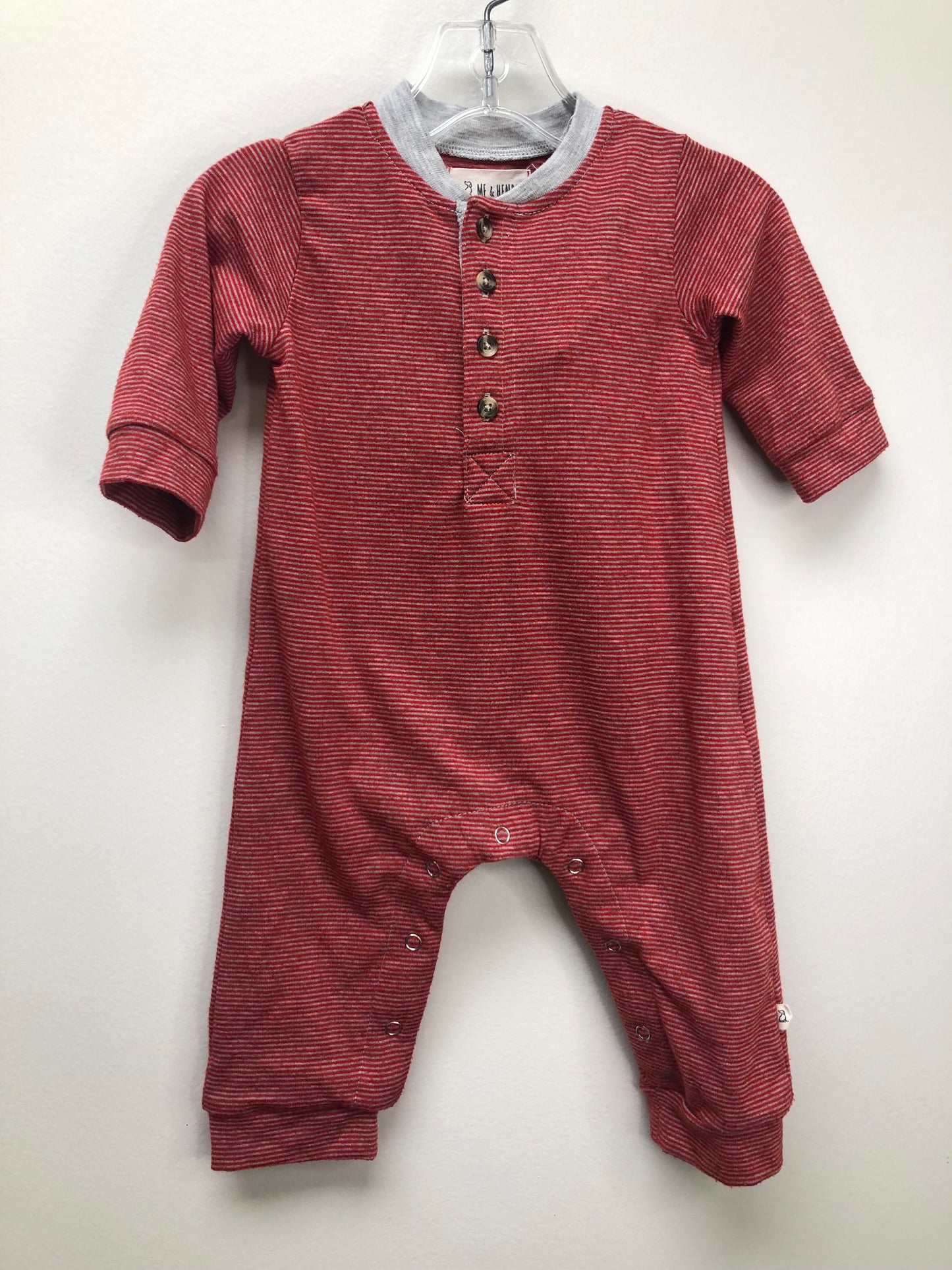0-3m Me & Henry red stripe 1 PC Ensemble
