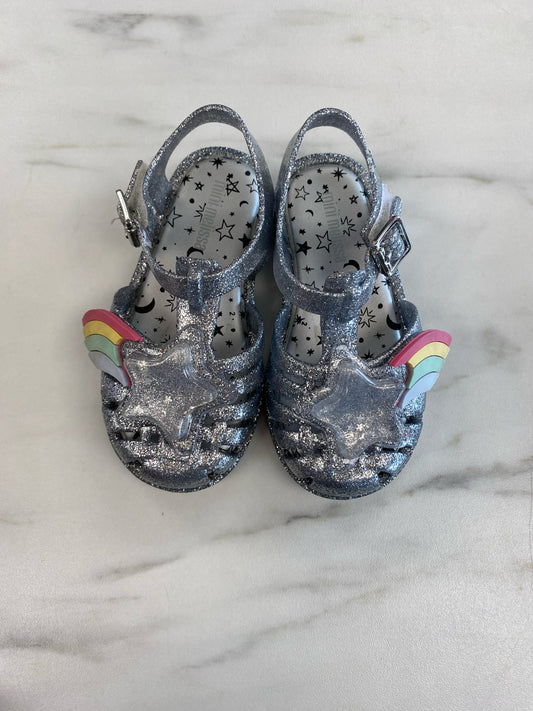 Mini Melissa Child Size 8 silver Sparkle Shoes/Boots