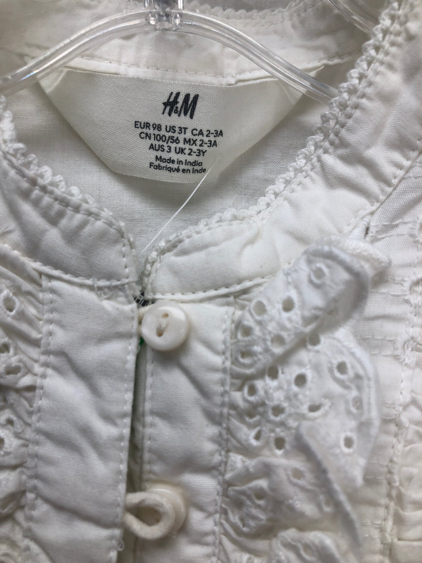 3 H & M white ruffle Shirt