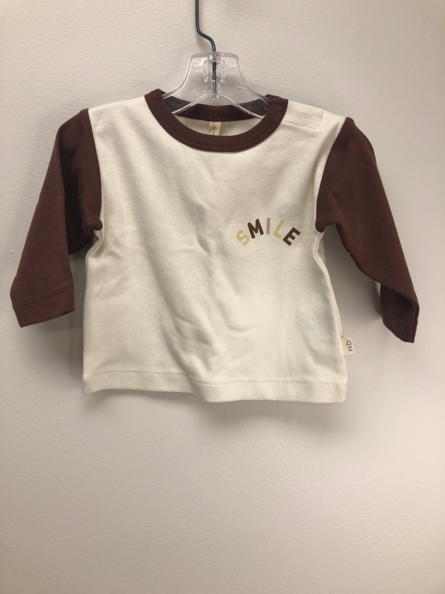 3-6 Months Quincy Mae brown smiley Shirt