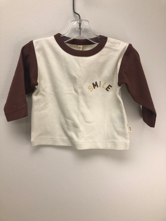 3-6 Months Quincy Mae brown smiley Shirt