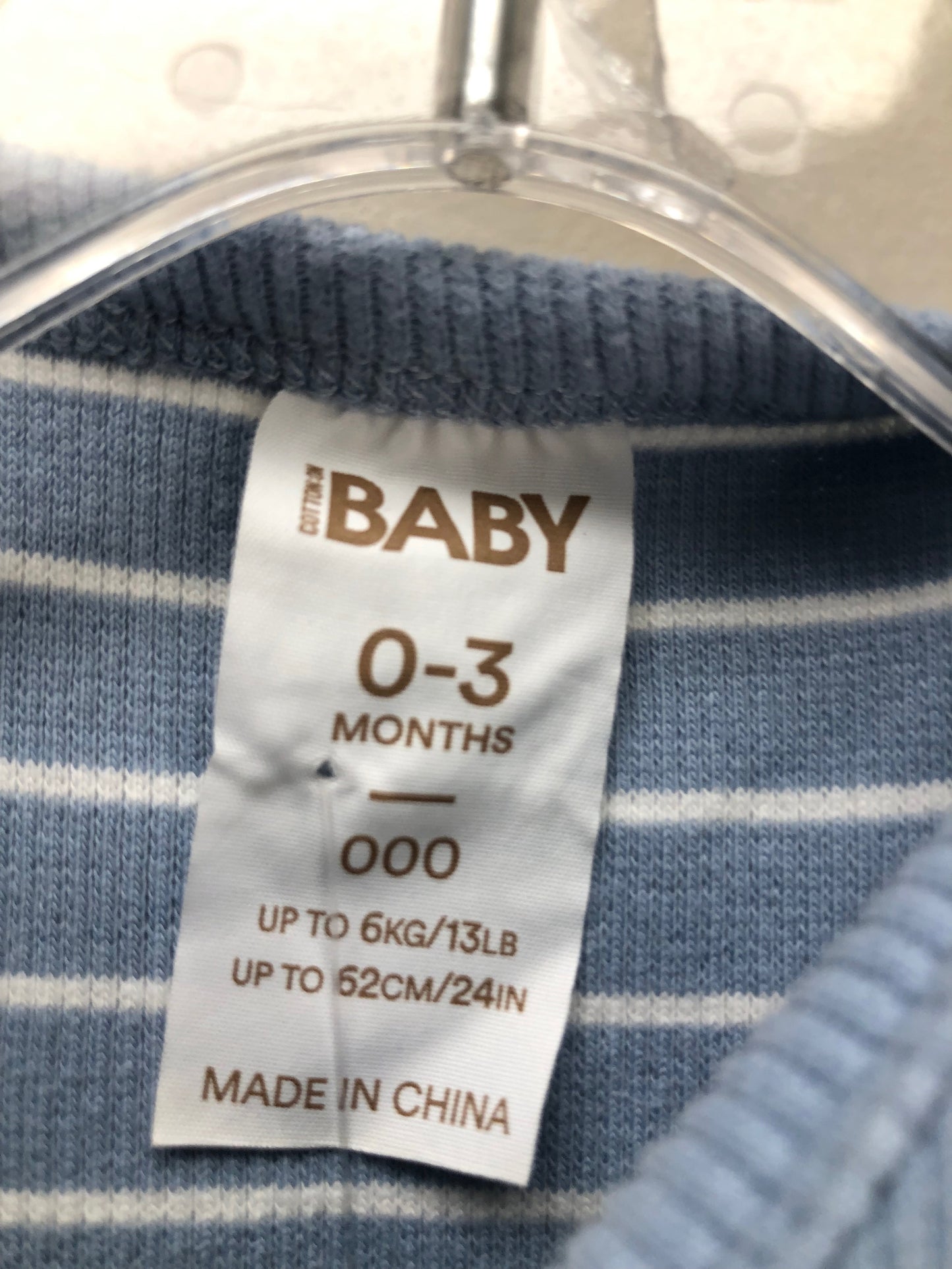 NB Cotton On Baby blue stripe Sleeper