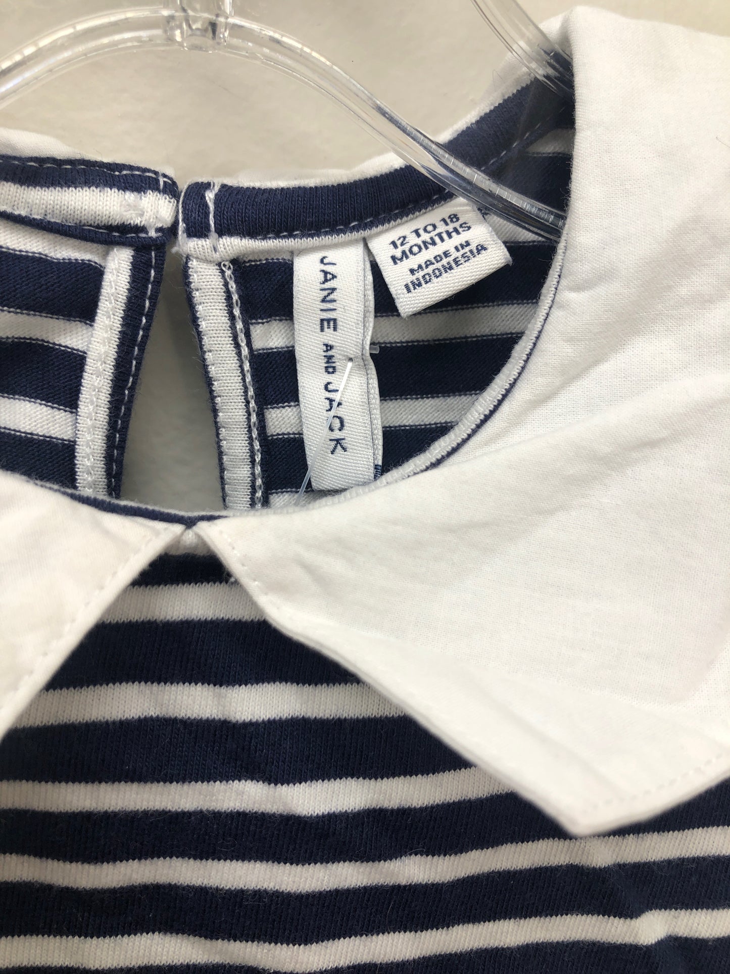 Janie and Jack Child Size 12 Months navy stripe Shirt