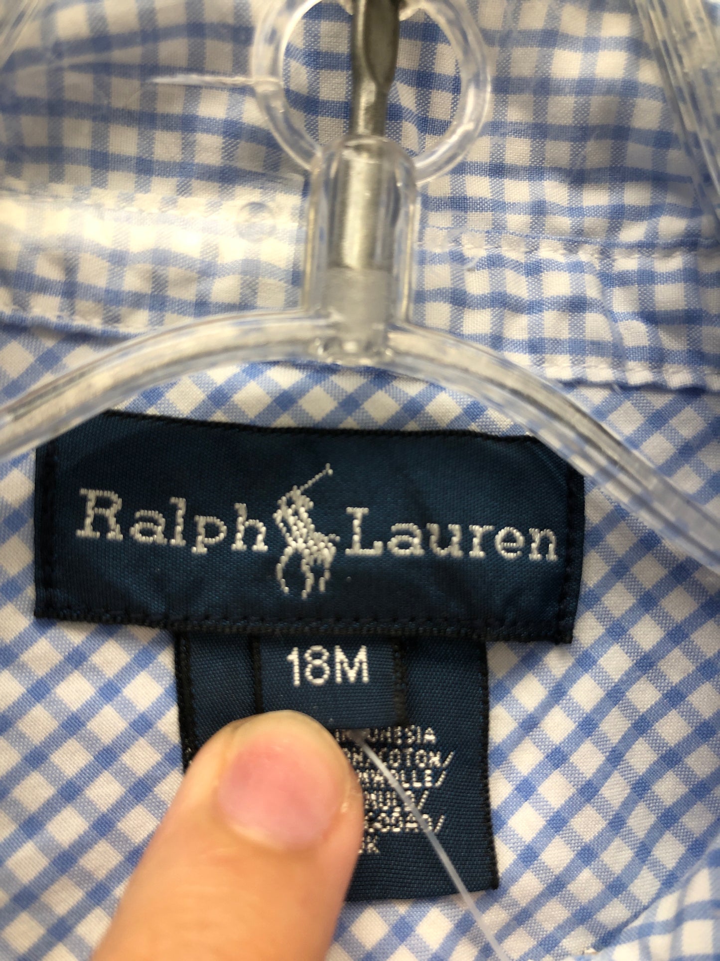 18 Months Ralph Lauren blue checkered 1 PC Ensemble