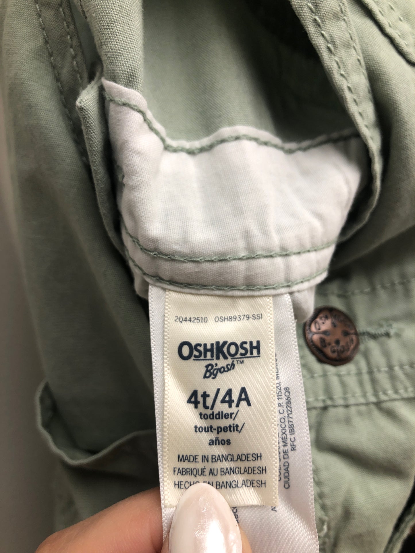 Size 4T Osh Kosh B'Gosh green embroidered Overalls