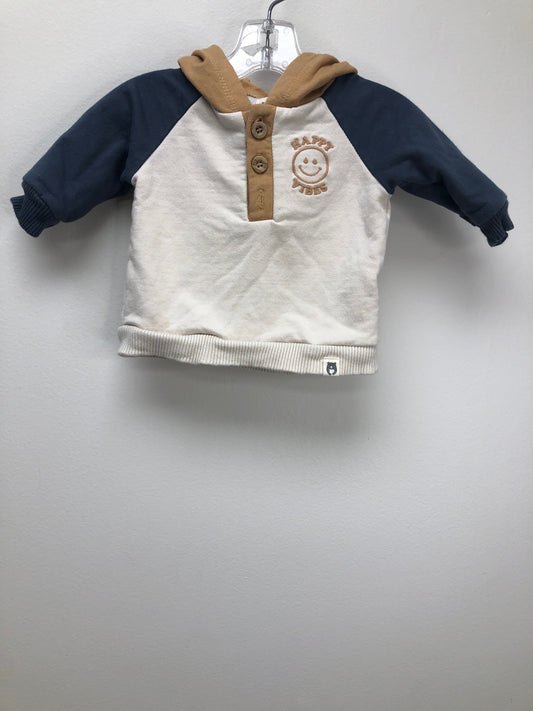 0-3m Rabbit + Bear blue color block Sweatshirt
