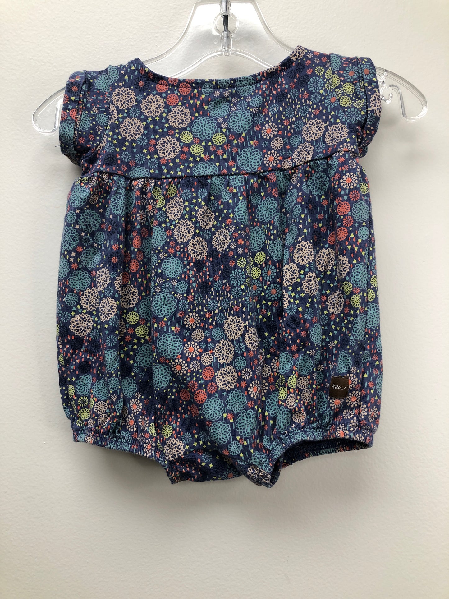 3-6 Months tea blue floral Romper