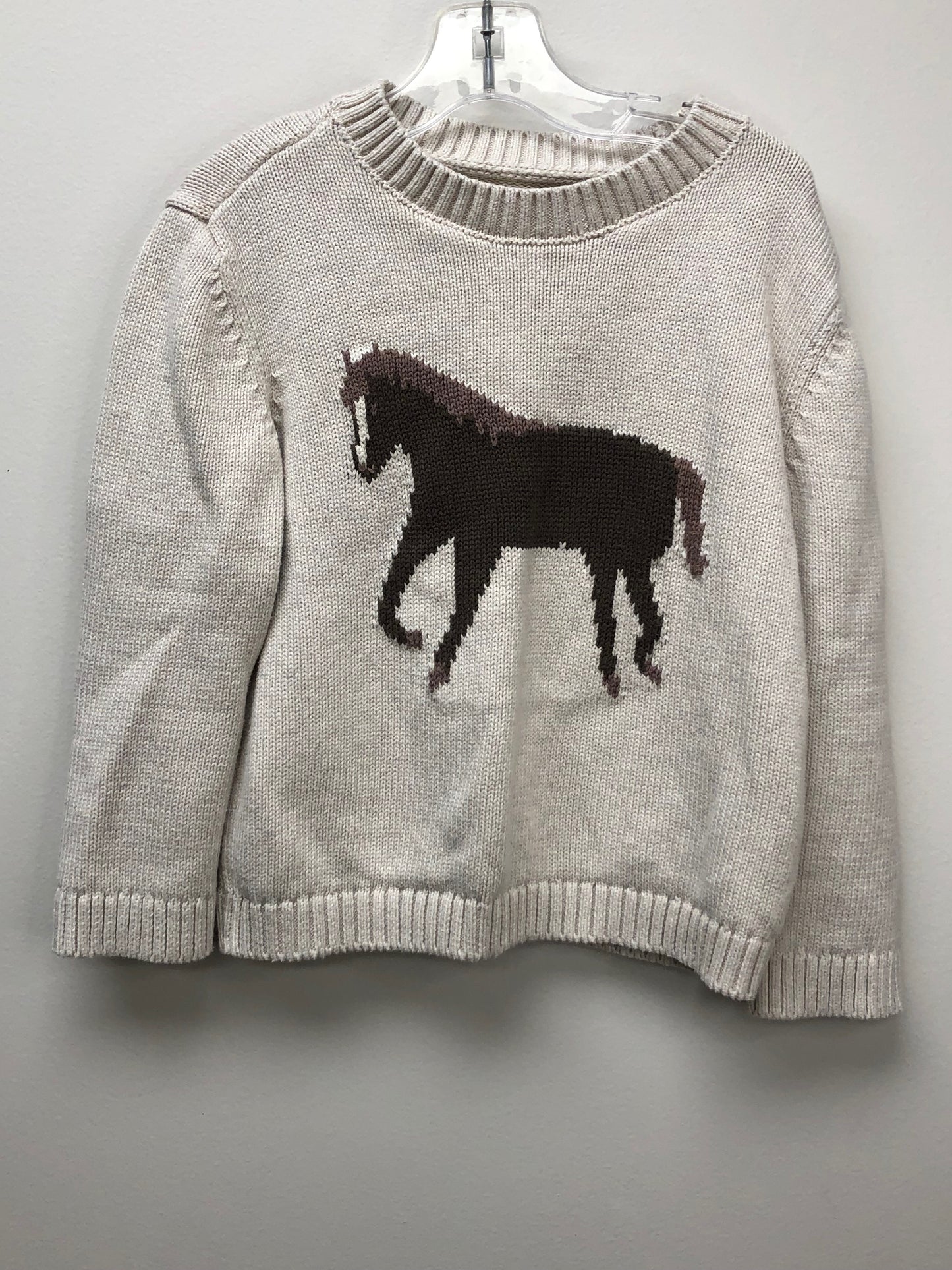 Little Planet Child Size 5 cream Horses Sweater