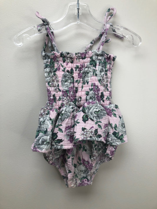 12-18 Months Spearmint Love purple floral Romper
