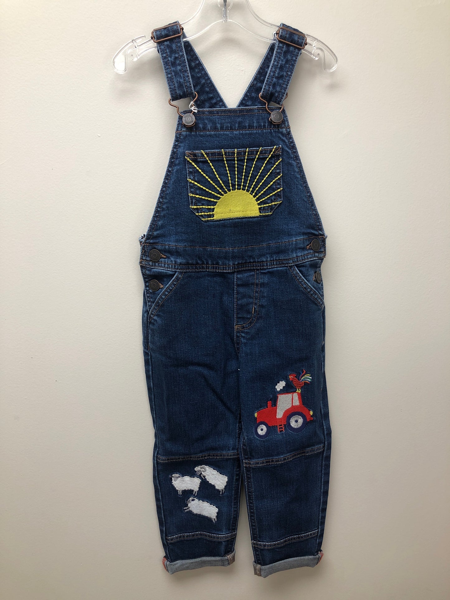 4 NEW Mini Boden denim tractor Overalls