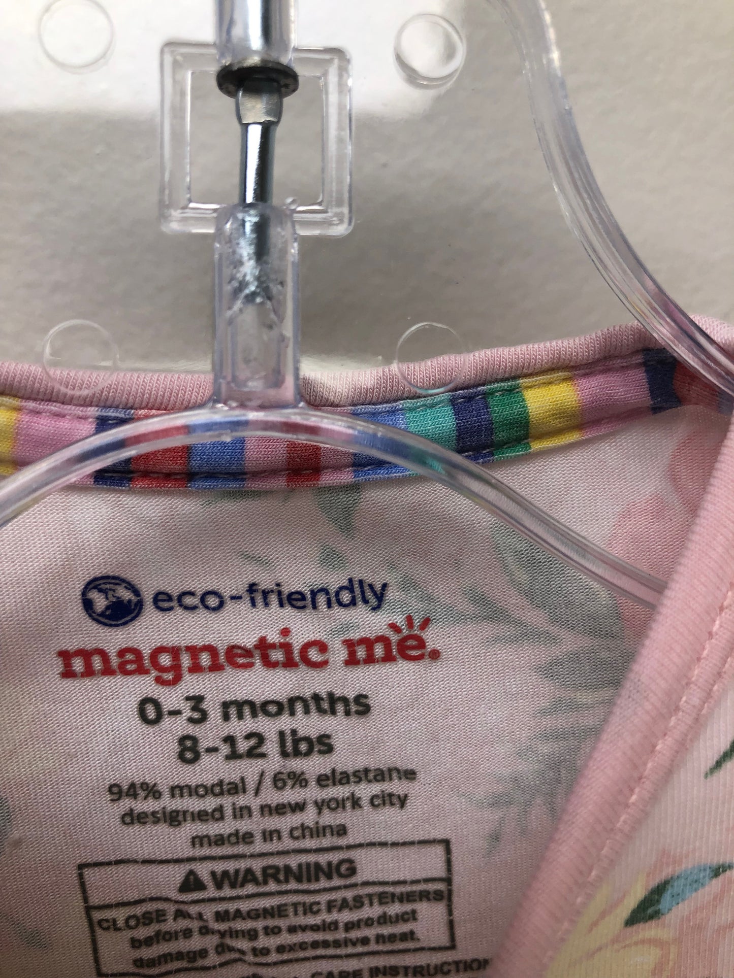 0-3 Months Magnetic Me pink floral Pajamas