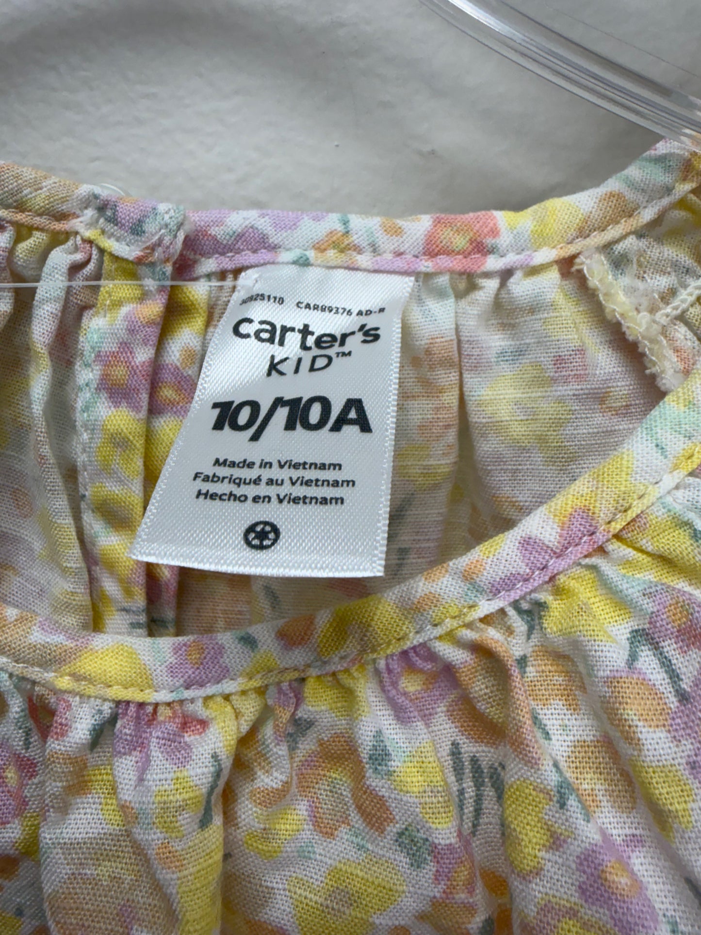 Carter's Child Size 10 yellow floral Shirt