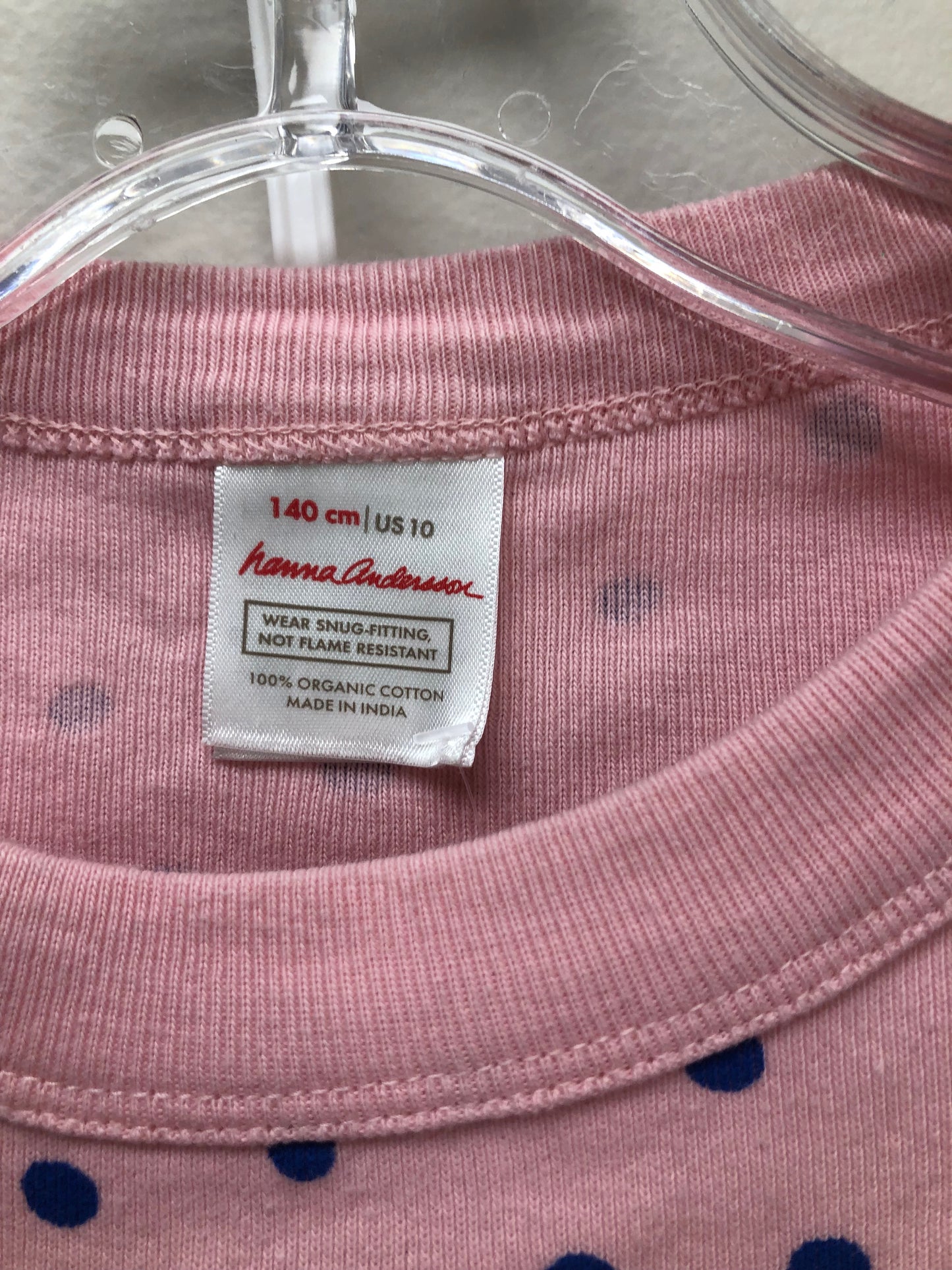 Hanna Andersson Child Size 10 pink polka dot Pajamas