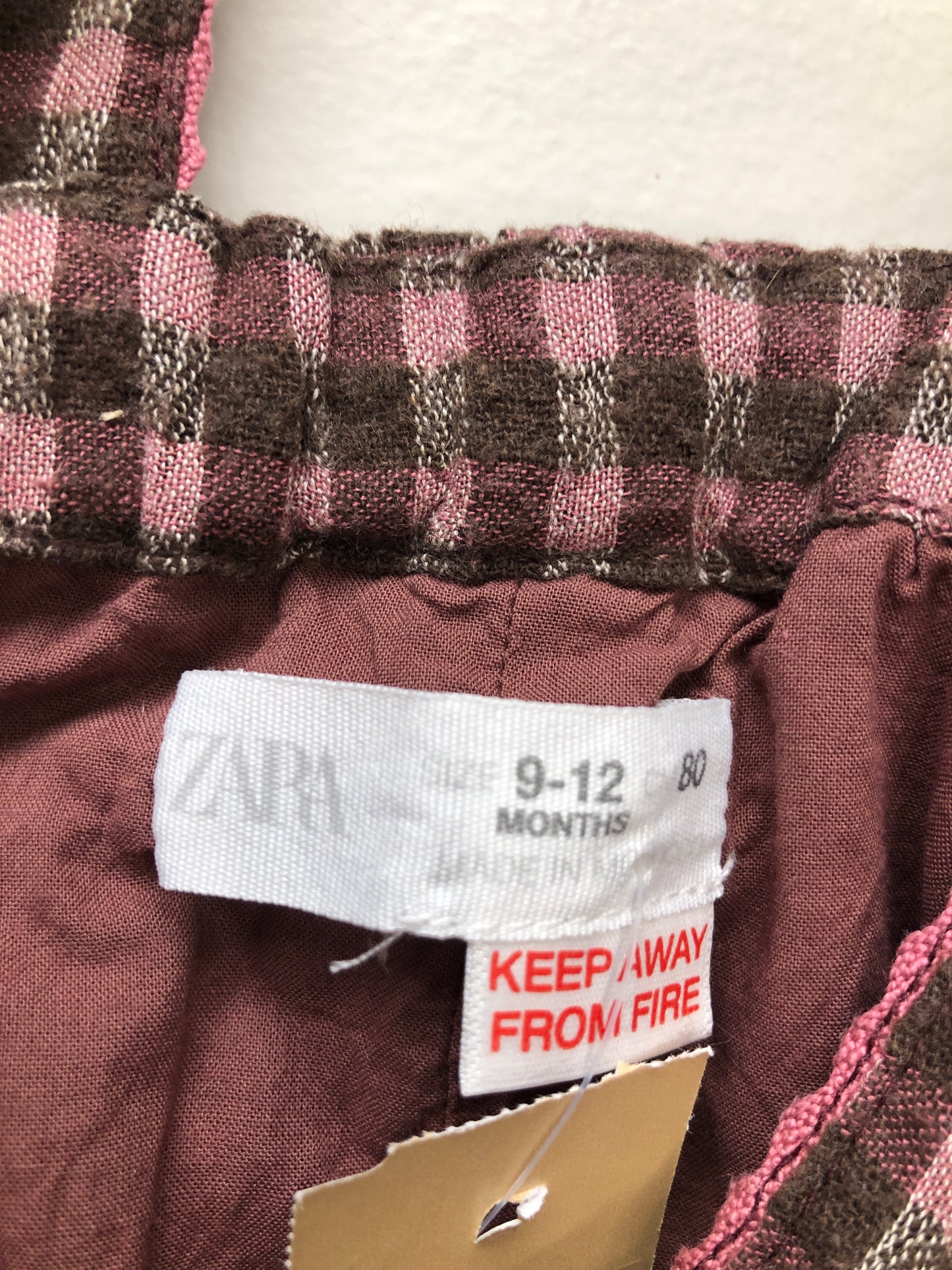 9 Months Zara maroon plaid 1 PC Ensemble