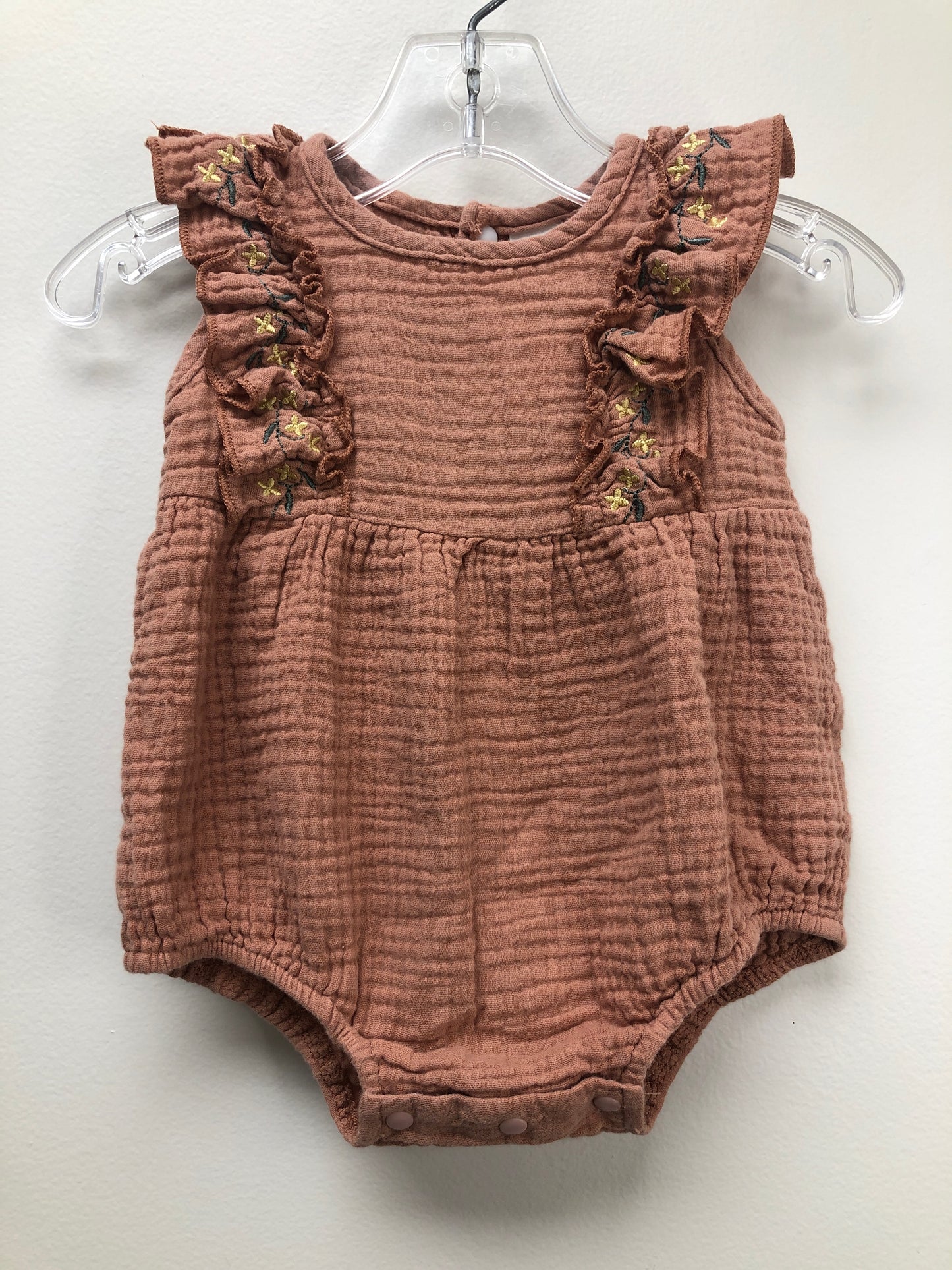 3-6 Months Shein clay embroidered Romper